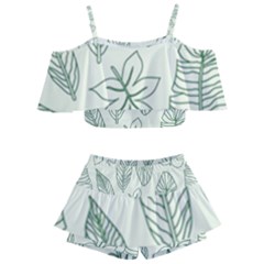 Banana Leaves Draw  Kids  Off Shoulder Skirt Bikini by ConteMonfrey