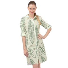 Banana Leaves Draw  Long Sleeve Mini Shirt Dress by ConteMonfrey