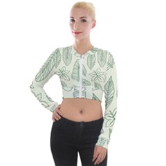 Banana Leaves Draw  Long Sleeve Cropped Velvet Jacket by ConteMonfrey