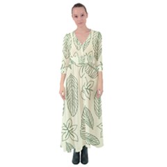 Banana Leaves Draw  Button Up Maxi Dress by ConteMonfrey