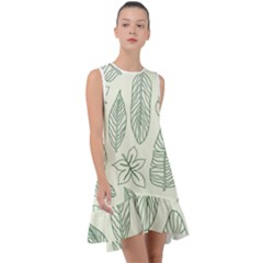 Banana Leaves Draw  Frill Swing Dress by ConteMonfrey