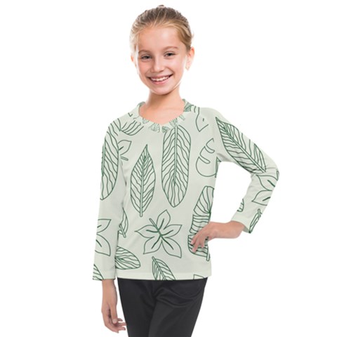 Banana Leaves Draw  Kids  Long Mesh Tee by ConteMonfrey