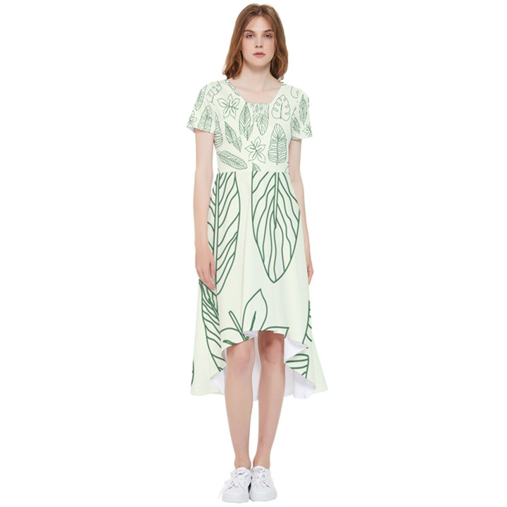 Banana Leaves Draw  High Low Boho Dress