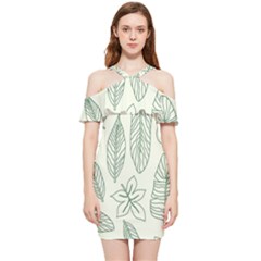 Banana Leaves Draw  Shoulder Frill Bodycon Summer Dress by ConteMonfrey