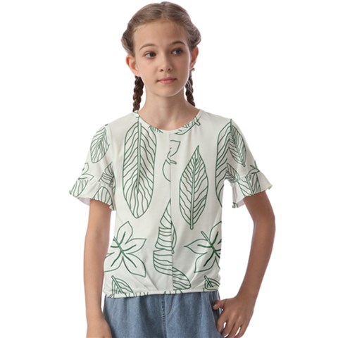 Banana Leaves Draw  Kids  Cuff Sleeve Scrunch Bottom Tee by ConteMonfrey