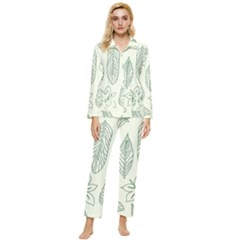 Banana Leaves Draw  Womens  Long Sleeve Velvet Pocket Pajamas Set