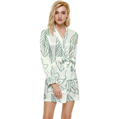 Banana Leaves Draw  Long Sleeve Satin Robe by ConteMonfrey