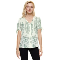 Banana Leaves Draw  Bow Sleeve Button Up Top by ConteMonfrey