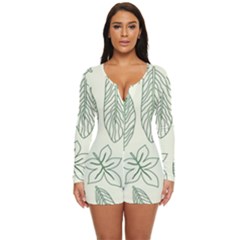 Banana Leaves Draw  Long Sleeve Boyleg Swimsuit by ConteMonfrey