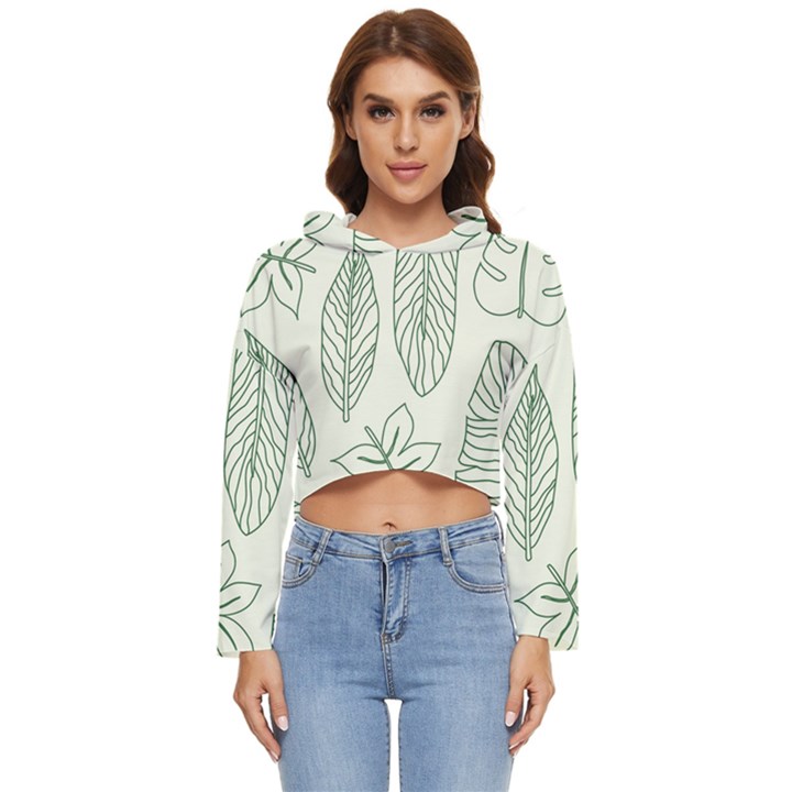 Banana Leaves Draw  Women s Lightweight Cropped Hoodie