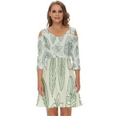 Banana Leaves Draw  Shoulder Cut Out Zip Up Dress by ConteMonfrey