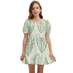 Banana Leaves Draw  Kids  Short Sleeve Dolly Dress by ConteMonfrey