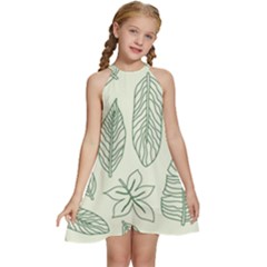 Banana Leaves Draw  Kids  Halter Collar Waist Tie Chiffon Dress by ConteMonfrey