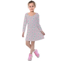 Pink Spring Blossom Kids  Long Sleeve Velvet Dress by ConteMonfrey