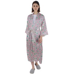 Pink Spring Blossom Maxi Satin Kimono by ConteMonfrey