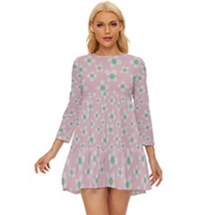 Pink Spring Blossom Long Sleeve Babydoll Dress by ConteMonfrey