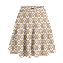 Brown Little Paws - Cute Cat Lover  High Waist Skirt by ConteMonfrey