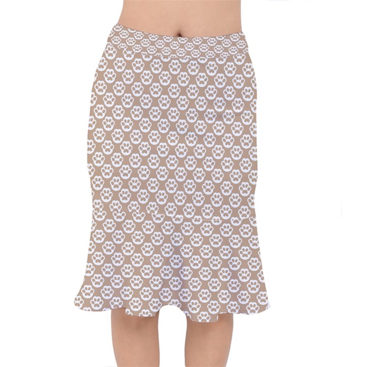 Brown Little Paws - Cute Cat Lover  Short Mermaid Skirt