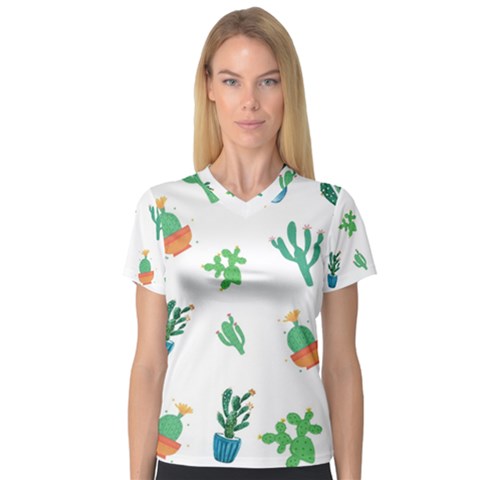 Among Succulents And Cactus  V-neck Sport Mesh Tee by ConteMonfrey