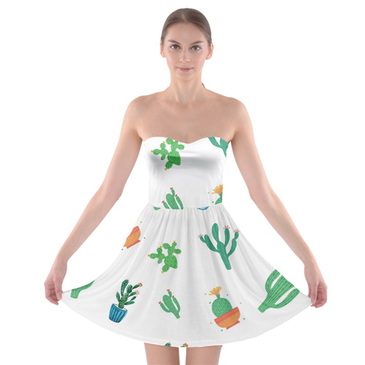 Among Succulents And Cactus  Strapless Bra Top Dress