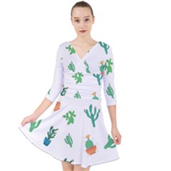 Among Succulents And Cactus  Quarter Sleeve Front Wrap Dress by ConteMonfrey