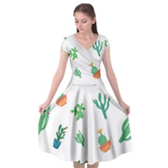 Among Succulents And Cactus  Cap Sleeve Wrap Front Dress by ConteMonfrey