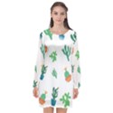 Among Succulents And Cactus  Long Sleeve Chiffon Shift Dress  View1