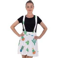 Among Succulents And Cactus  Velvet Suspender Skater Skirt by ConteMonfrey