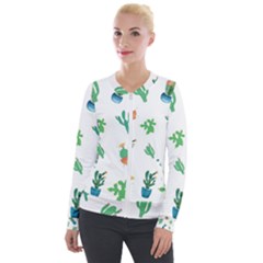 Among Succulents And Cactus  Velvet Zip Up Jacket by ConteMonfrey