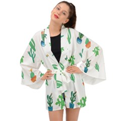 Among Succulents And Cactus  Long Sleeve Kimono