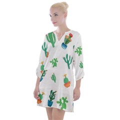 Among Succulents And Cactus  Open Neck Shift Dress by ConteMonfrey