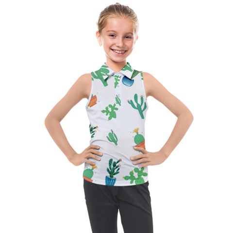 Among Succulents And Cactus  Kids  Sleeveless Polo Tee by ConteMonfrey