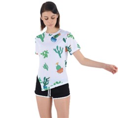 Among Succulents And Cactus  Asymmetrical Short Sleeve Sports Tee by ConteMonfrey