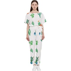 Among Succulents And Cactus  Batwing Lightweight Chiffon Jumpsuit by ConteMonfrey