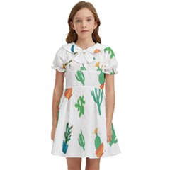 Among Succulents And Cactus  Kids  Bow Tie Puff Sleeve Dress by ConteMonfrey