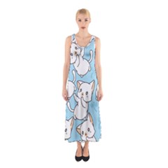 Seamless-little-cat-dragonfly-pattern Sleeveless Maxi Dress