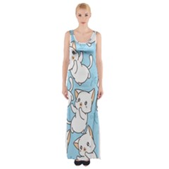 Seamless-little-cat-dragonfly-pattern Thigh Split Maxi Dress