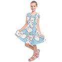 Seamless-little-cat-dragonfly-pattern Kids  Short Sleeve Dress View1