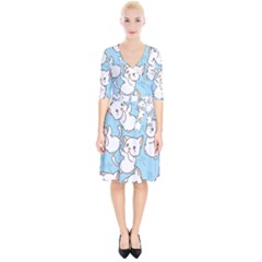 Seamless-little-cat-dragonfly-pattern Wrap Up Cocktail Dress