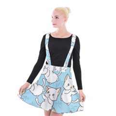 Seamless-little-cat-dragonfly-pattern Suspender Skater Skirt