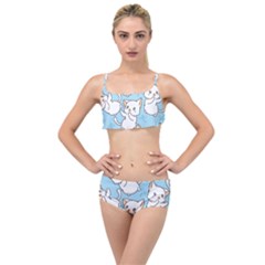 Seamless-little-cat-dragonfly-pattern Layered Top Bikini Set