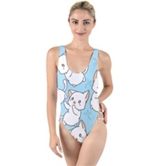 Seamless-little-cat-dragonfly-pattern High Leg Strappy Swimsuit