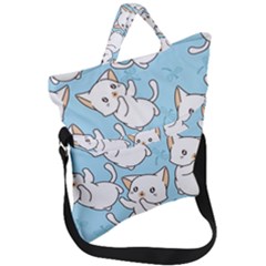 Seamless-little-cat-dragonfly-pattern Fold Over Handle Tote Bag