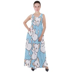 Seamless-little-cat-dragonfly-pattern Empire Waist Velour Maxi Dress