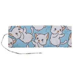 Seamless-little-cat-dragonfly-pattern Roll Up Canvas Pencil Holder (m)