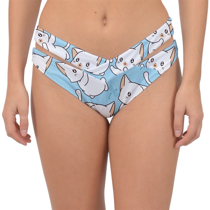 Seamless-little-cat-dragonfly-pattern Double Strap Halter Bikini Bottom