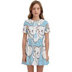 Seamless-little-cat-dragonfly-pattern Kids  Sweet Collar Dress