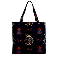 Floral-bugs-seamless-pattern Zipper Grocery Tote Bag