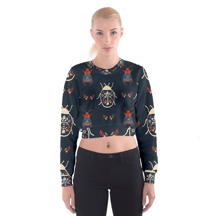 Floral-bugs-seamless-pattern Cropped Sweatshirt