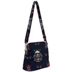 Floral-bugs-seamless-pattern Zipper Messenger Bag